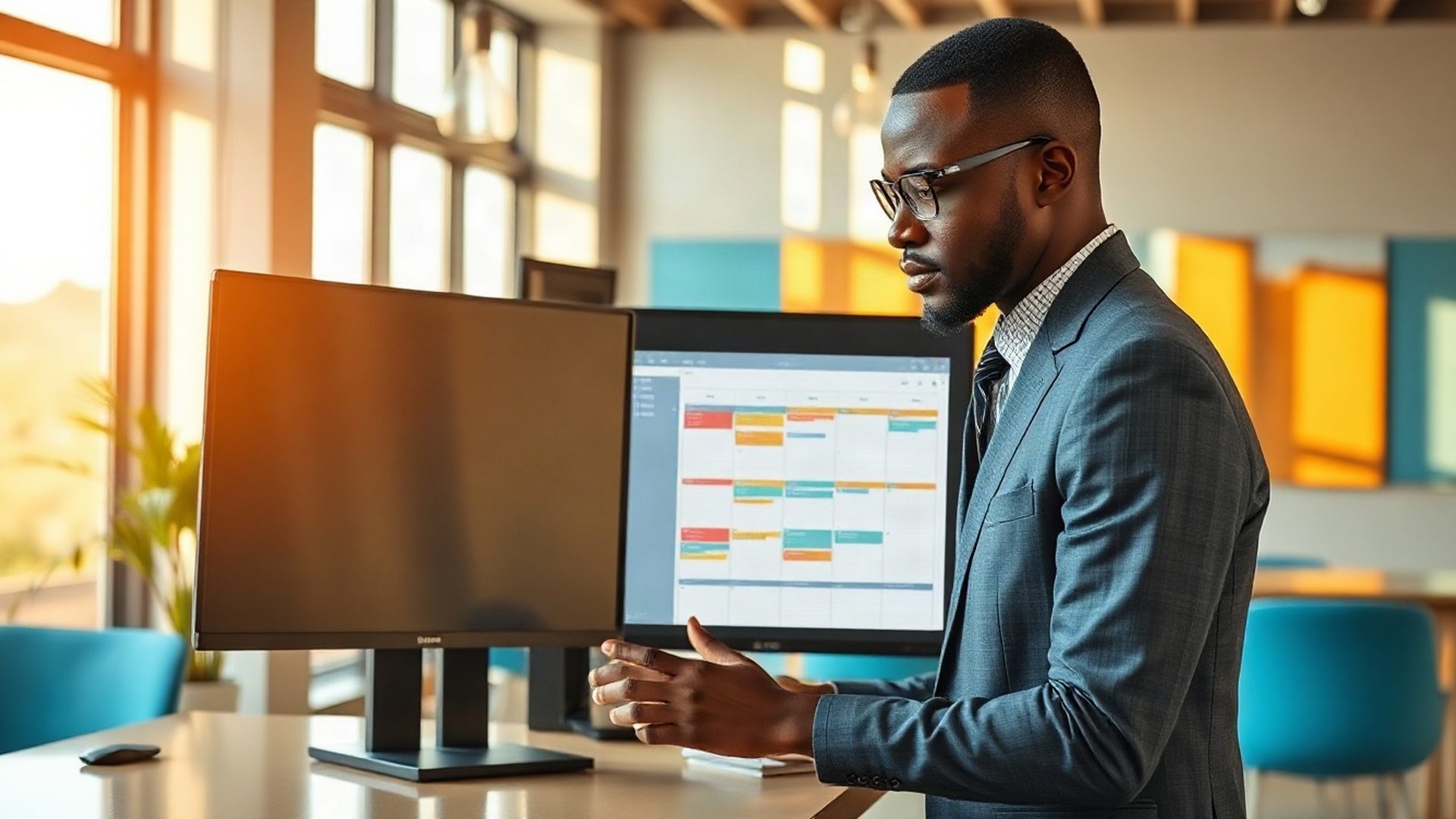 Content strategist reviewing an editorial calendar in a Nakuru office