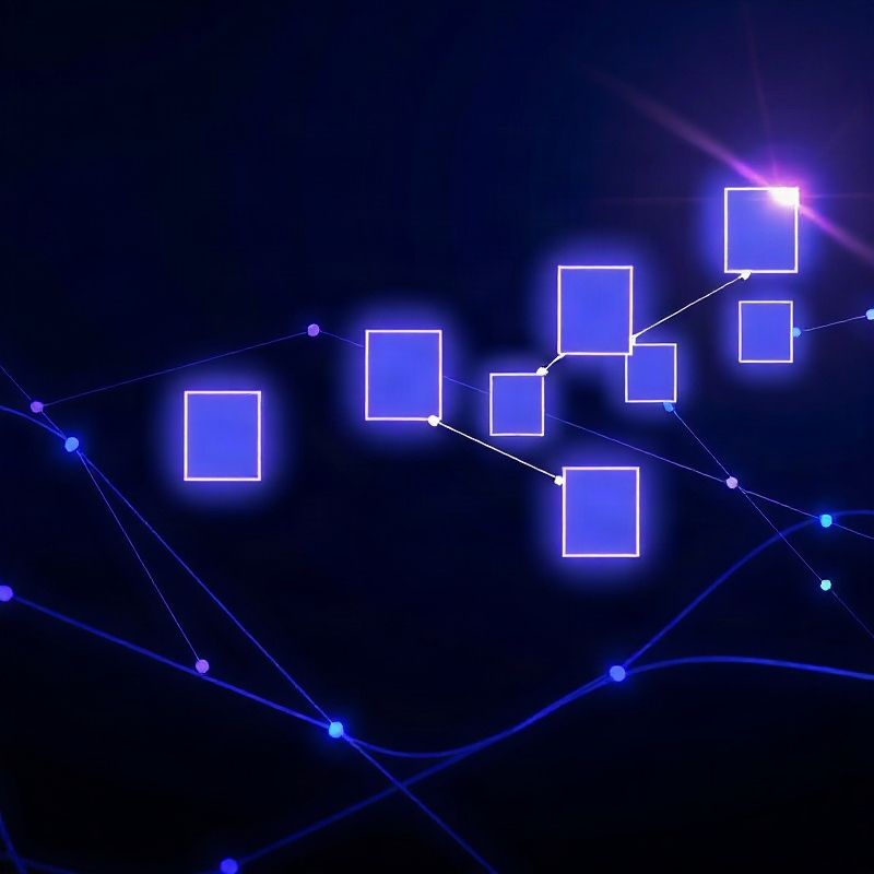 Editor visual de estratégias da Orbitbecho com blocos lógicos conectados